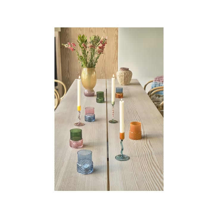 Lot De 3 Bougeoirs En Verre Dégradé - Jaune Et Rose - Pour Décoration Table Et Noël