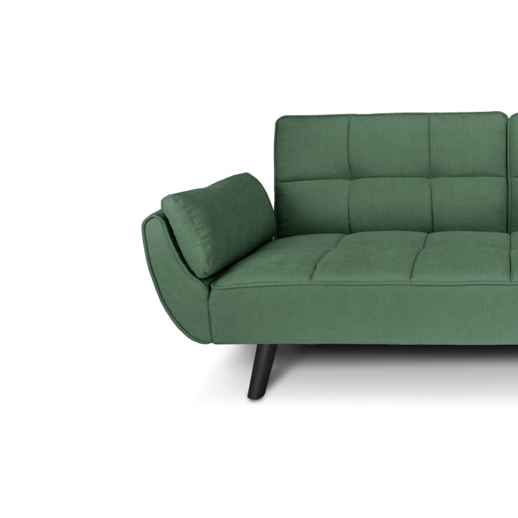 Divano Letto Clic Clac SAMIRA In Velluto Verde - 3 Posti, Piedi In Legno, Modello Ambra - Foto 3