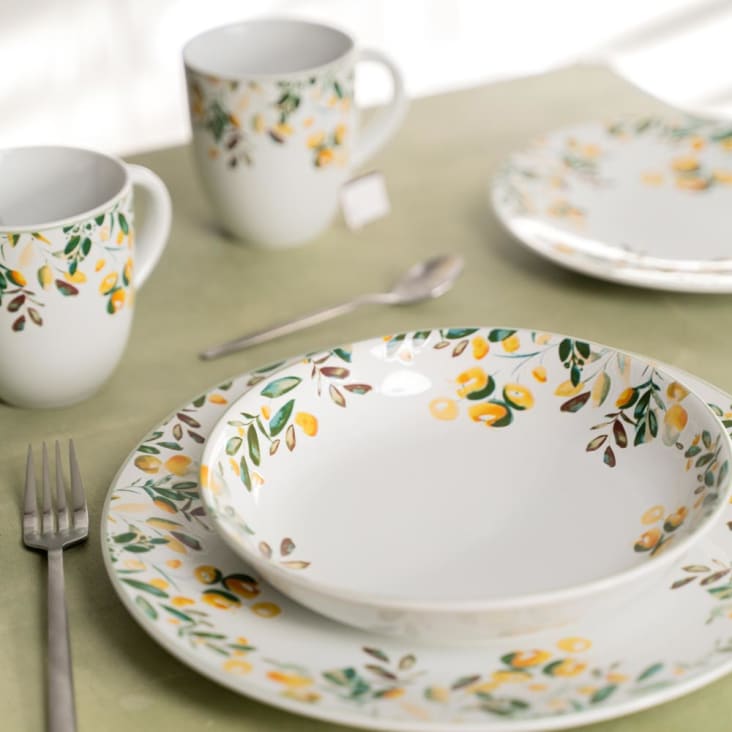 6 Assiettes Creuses Vésuvio Blanc 25cm - Grès Satiné - Compatibles Lave-Vaisselle Et Micro-Ondes