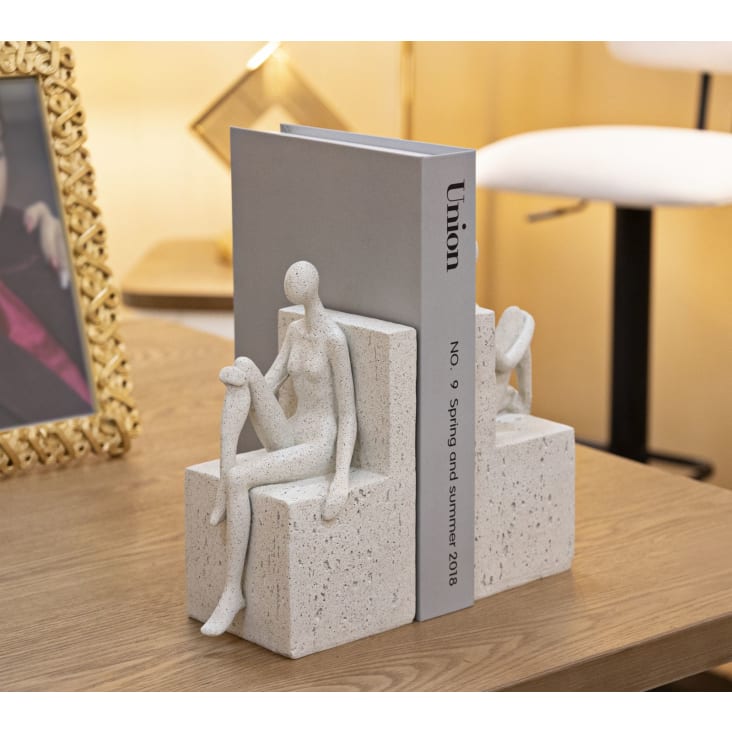 Fermalibri Testa Umana In Resina - Reggilibri Moderno Per Scrivania O Libreria - Foto 3