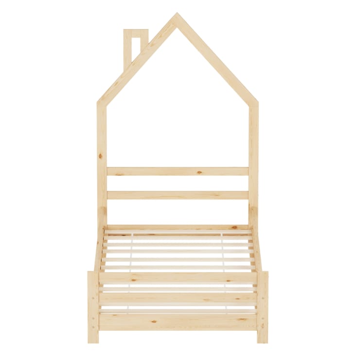 Letto A Casetta In Legno Di Pino Per Bambini - 90x200 Cm Stile Montessori, Naturale E Spazioso - Foto 6
