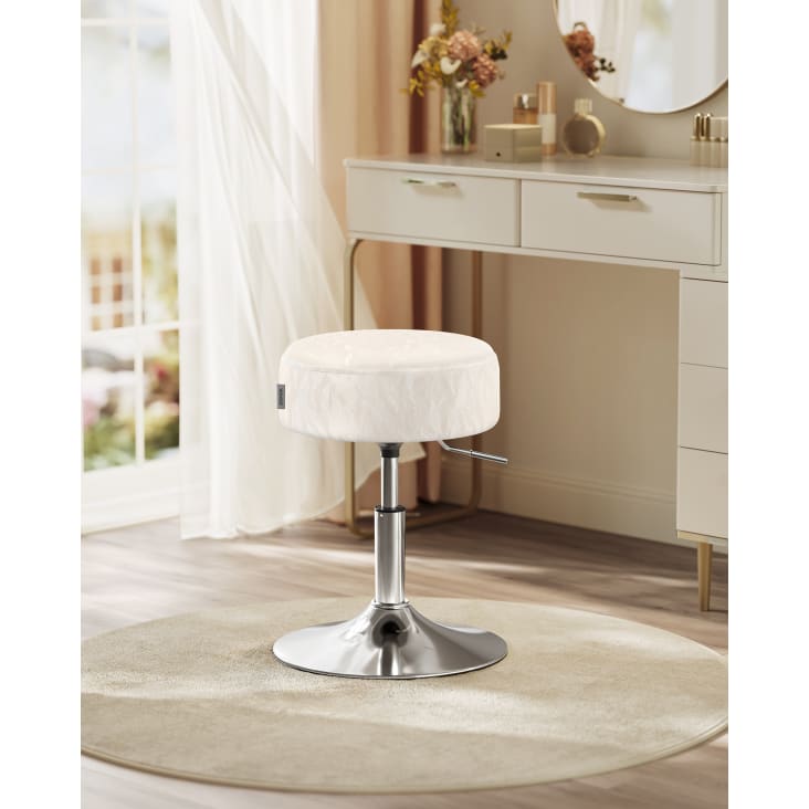 Sgabello Bar FLEUR Di Tot&ograve; Piccinni - Girevole, Regolabile, Cromo/Beige