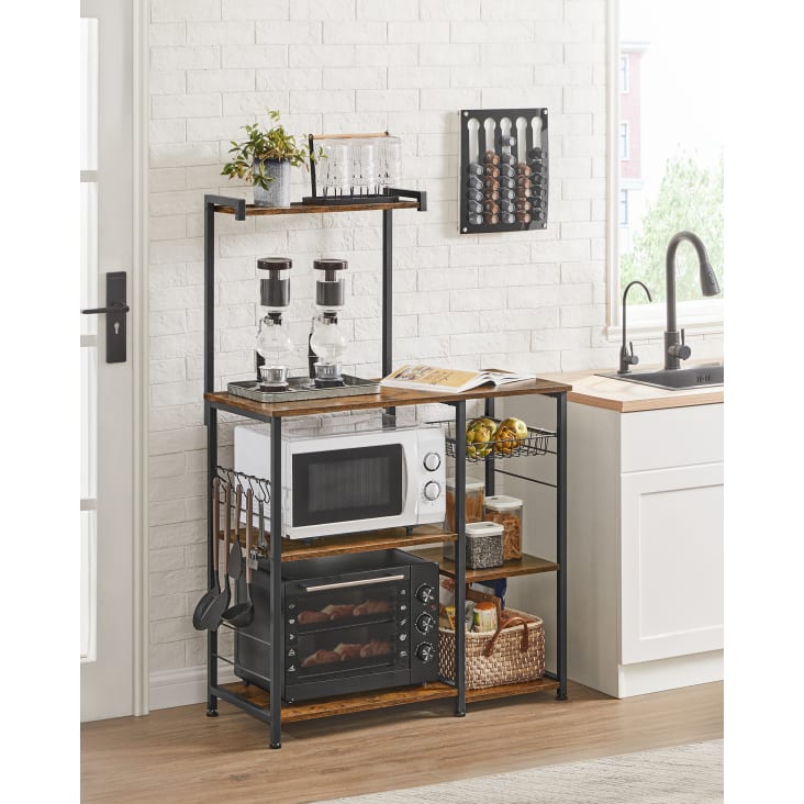 Scaffale Da Cucina In Metallo A 6 Ripiani - Con Ganci Laterali, Argento - Foto 3