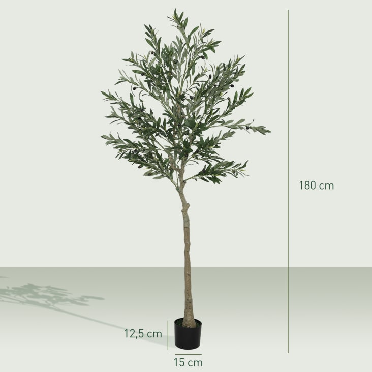 Olivier Artificiel 180 Cm - Arbre Décoratif Réaliste Avec Pot, Pour Maison, Bureau, Jardin