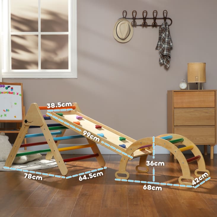 Set Arrampicata Montessori BlueWood Con Triangolo E Scala - Giocattolo Legno Per Bambini 1+ Anni - Foto 5
