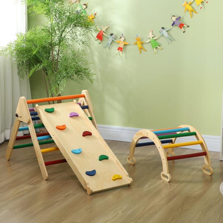 Set Arrampicata Montessori BlueWood Con Triangolo E Scala - Giocattolo Legno Per Bambini 1+ Anni - Foto 9