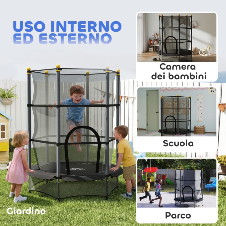 Trampolino Elastico HOMCOM Per Bambini Ø140cm - Con Rete Sicurezza E Senza Molle - Foto 11