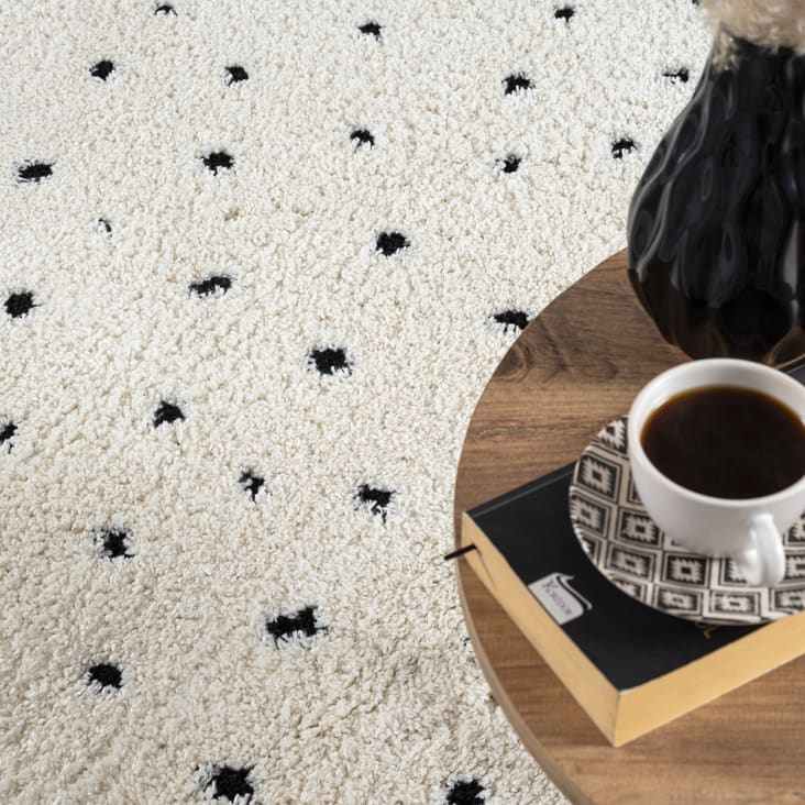 Tapis Enfant Doux à Pois - Moderne, Facile à Entretenir, Compatible Chauffage Au Sol
