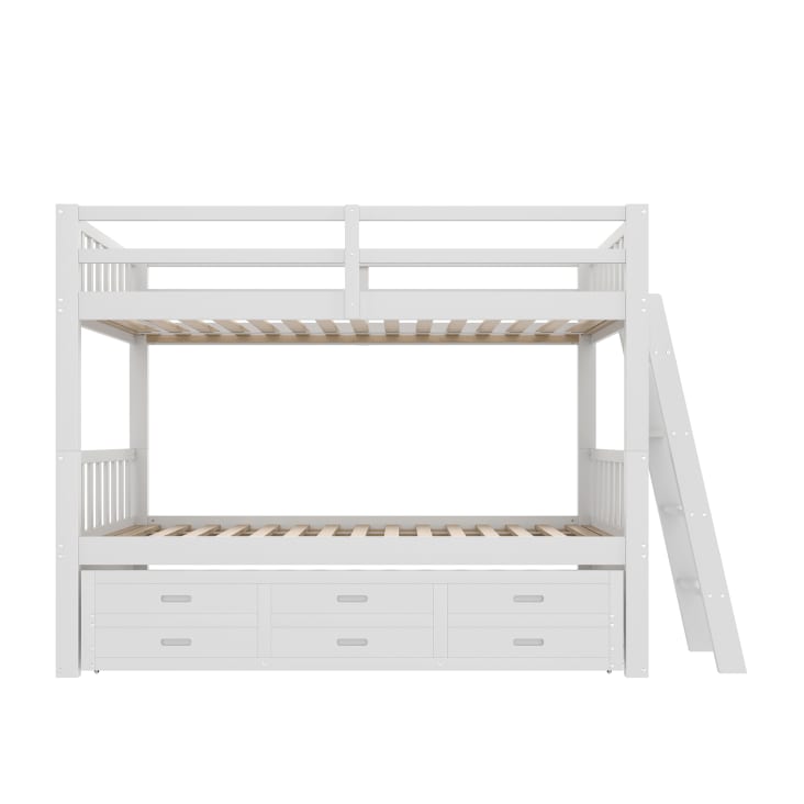 Letto A Castello Bambini In Legno Di Pino - 180x80 Cm Con Cassetti E Scaletta - Foto 3