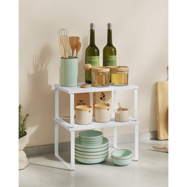 Set 4 Scaffali Portaspezie Impilabili - Organizzatore Cucina Con Gambe Regolabili, Bianco - Foto 8