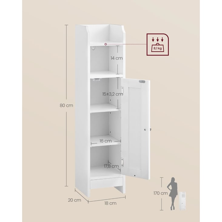 Armadio Angolare Da Cucina Con Piano Di Lavoro | 90x85x60cm, Bianco - Mobile Singolo Con 2 Ante