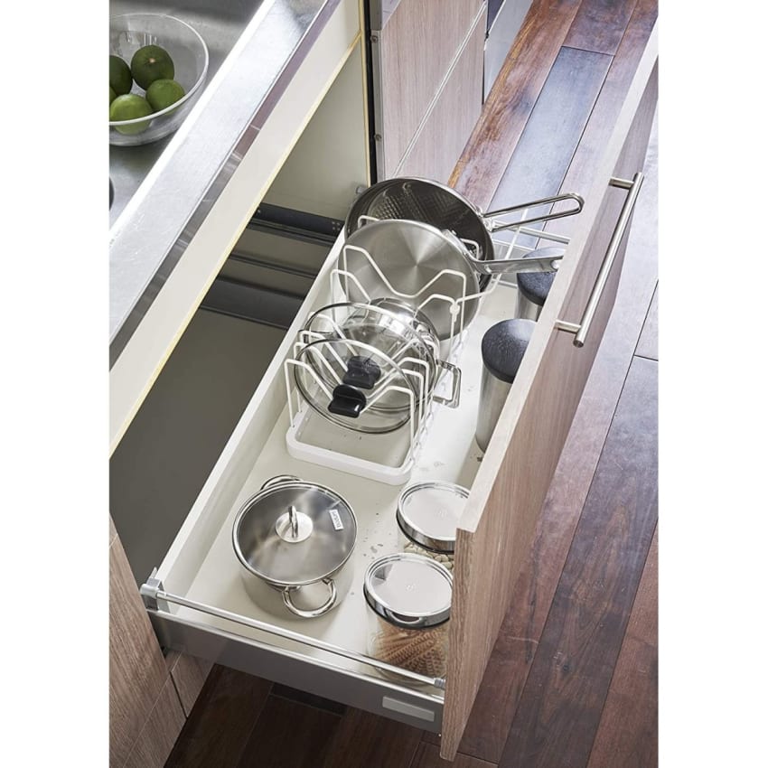 Organiseur De Couvercles De Casseroles Avec 7 Compartiments Reglables Support Pour Couvercles De Casseroles Et Egouttoir A Vaisselle 97049474