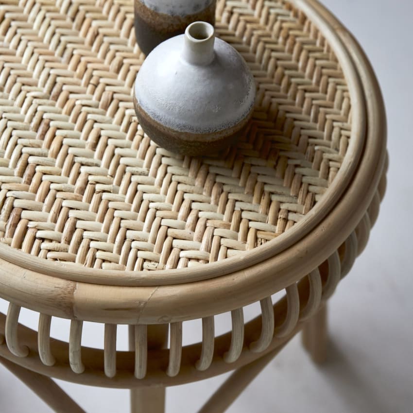 Tavolino rotondo 74 cm in legno rattan - Reca