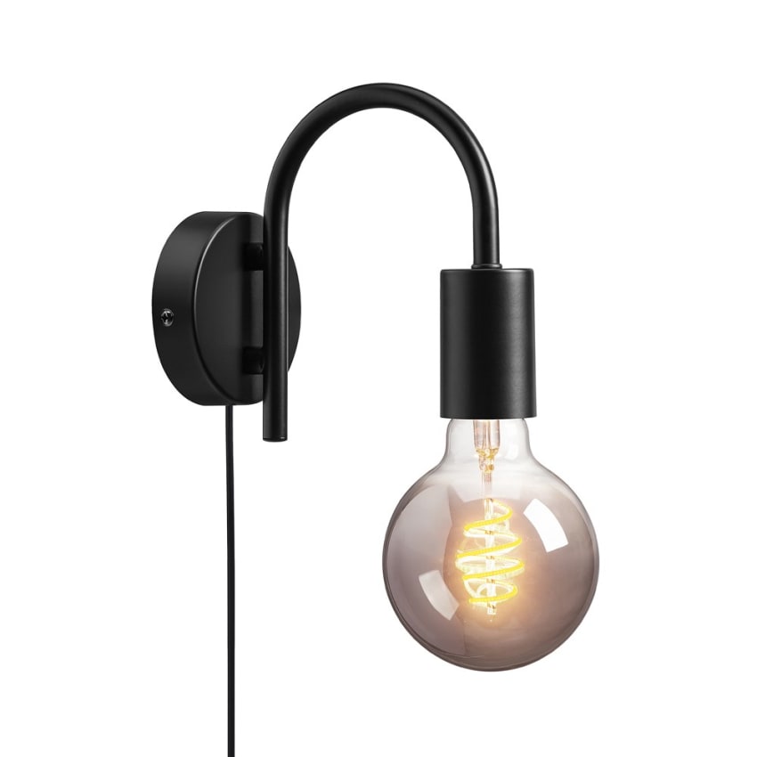NIUNIAJ Applique Da Parete In Legno Con Paralume Tessuto - Lampada Con Spina E Intervallo, E27, Per Camera Da Letto E Soggiorno