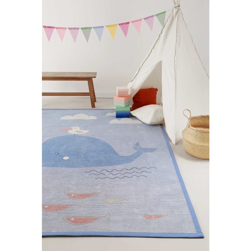 Tapis enfant réversible thème baleine , whale buddy Couleur bleu Esprit | La Redoute