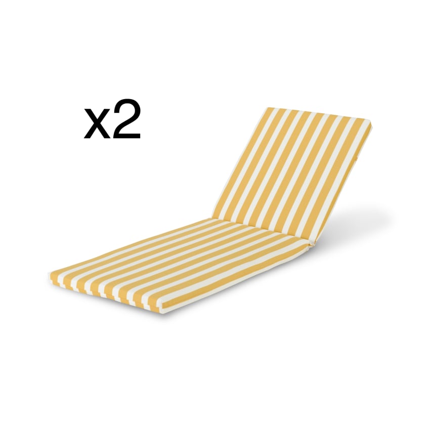 Toile De Rechange Pour Chaise Longue De Plage - Double Face Jaune/blanc - 120 X 45 Cm (lot De 2) - Tissu Polyester Résistant