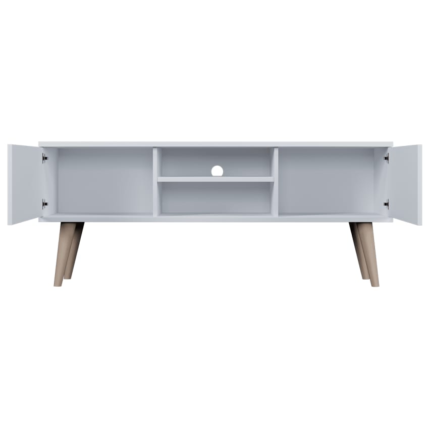 Meuble TV Extensible 120 à 170 Cm - Blanc Et Noir, 4 Tiroirs Et 3 étagères - Design Moderne Pour Salon - Meuble Télé Avec Rangement - 4