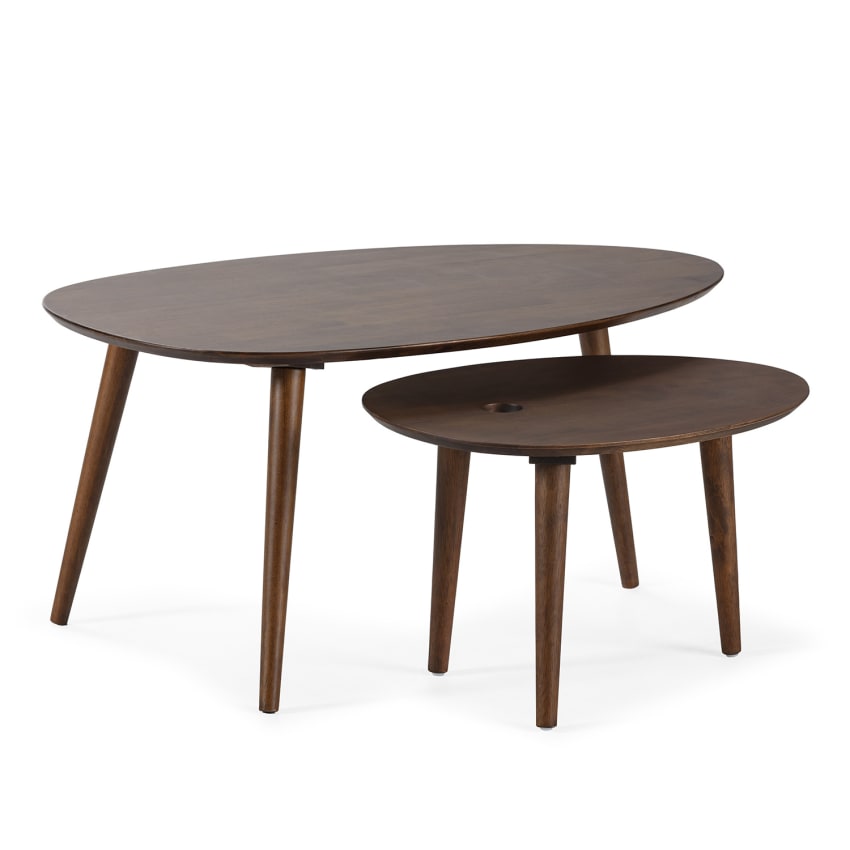 HOMCOM Set Di 2 Tavolini Da Salotto Impilabili E Salvaspazio In Stile Industriale Legno Mdf E Metallo Marrone E Nero~839 082