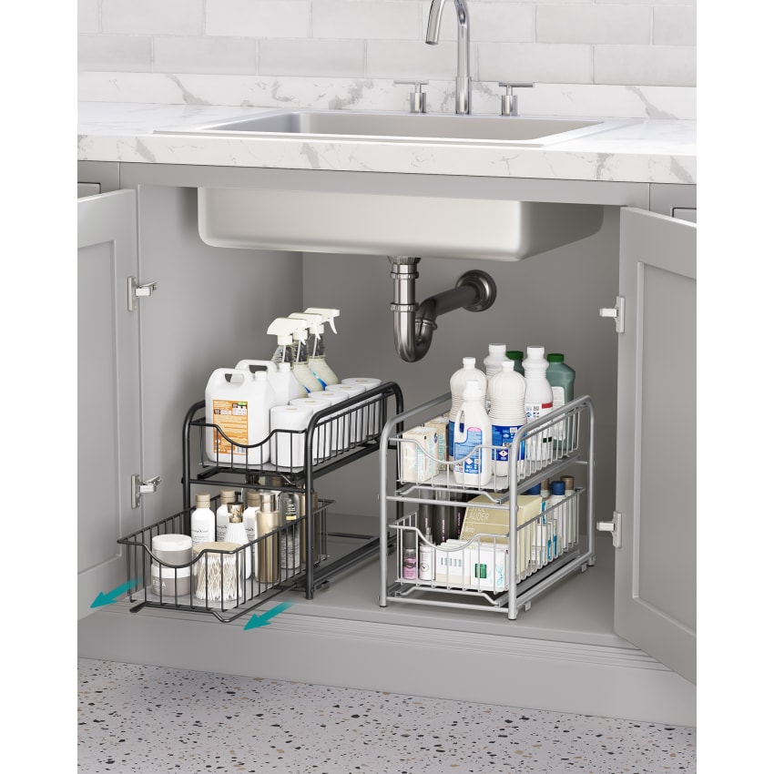 Rangement Sous Evier Cuisine À 2 Niveaux, Étagère Sous Évier De Cuisine Rangement Sous Evier Cuisine À 2 Niveaux, Étagère Sous Évier De Cuisine