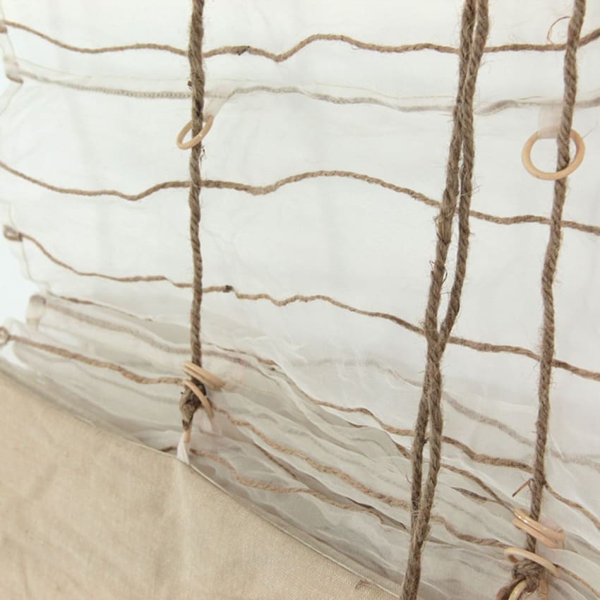 Rideau/voilage Shamlyne 110x150 Cm – Soie 75%, Coton 20%, Jute 5% – Orange Rayé – Neuf Emballé