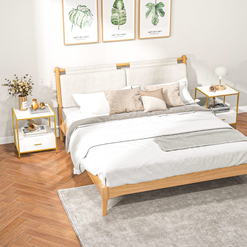 Comodino Camera da Letto - Tavolino da Salotto con Gambe in Legno