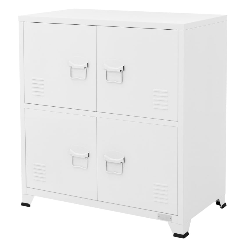 Libreria Armadio 9 Cassetti E 3 Ripiani Aperti - Bianco 180x120x39 Cm In MDF Con Maniglie Metalliche - 2