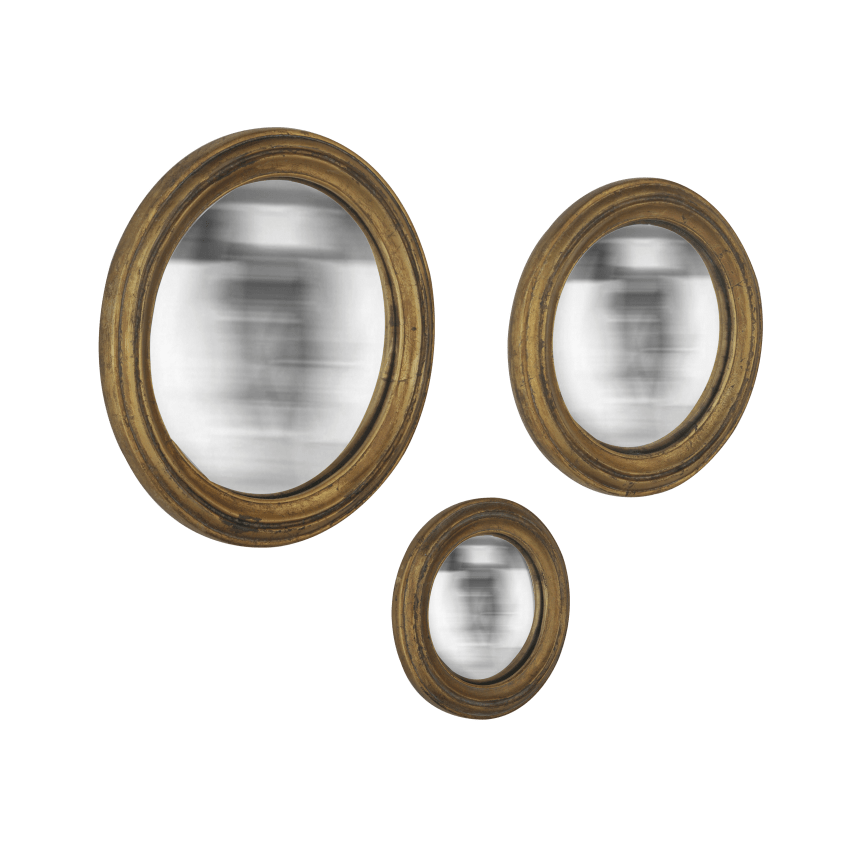 Dekoleidenschaft Lot De 3 Miroirs Dorés Ronds 24 Cm - Décoration Murale Métal Élégante Pour Salon, Chambre Ou Entrée