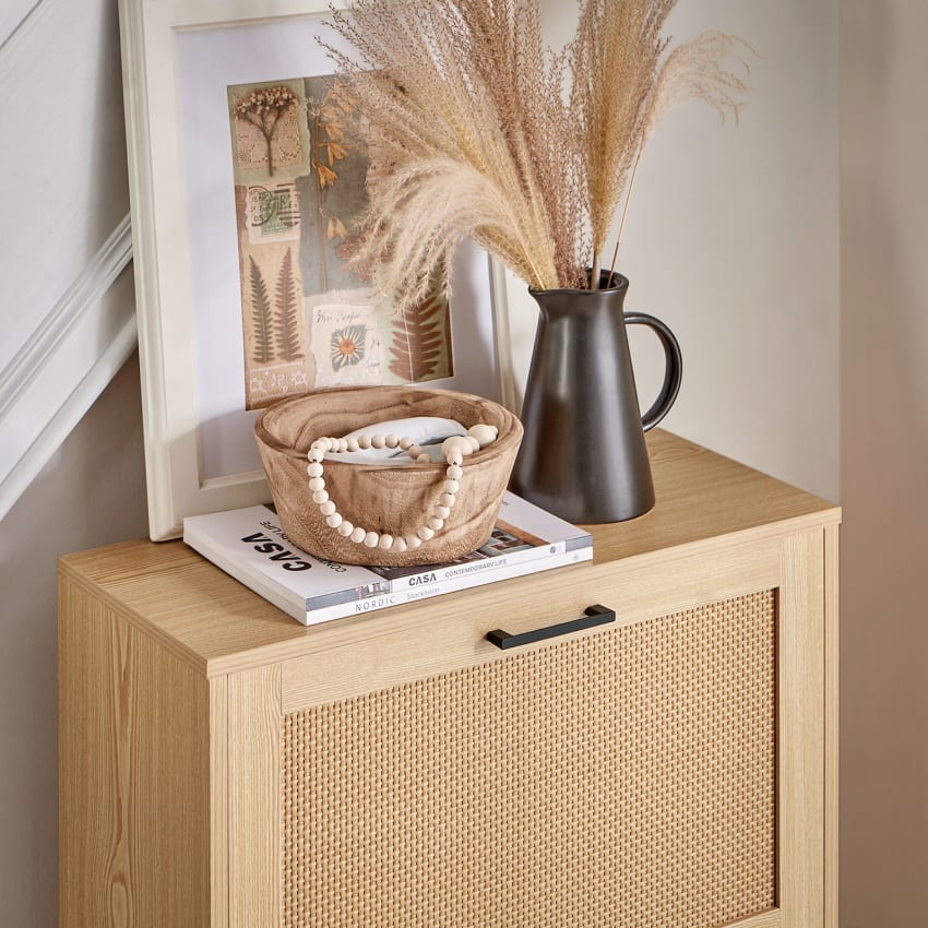 Scarpiera Stretta ROMMAK Con 3 Cassetti Ribaltabili - Armadio Per Scarpe In Ingresso, 60x24x118 Cm, Legno Naturale, Antiribaltamento