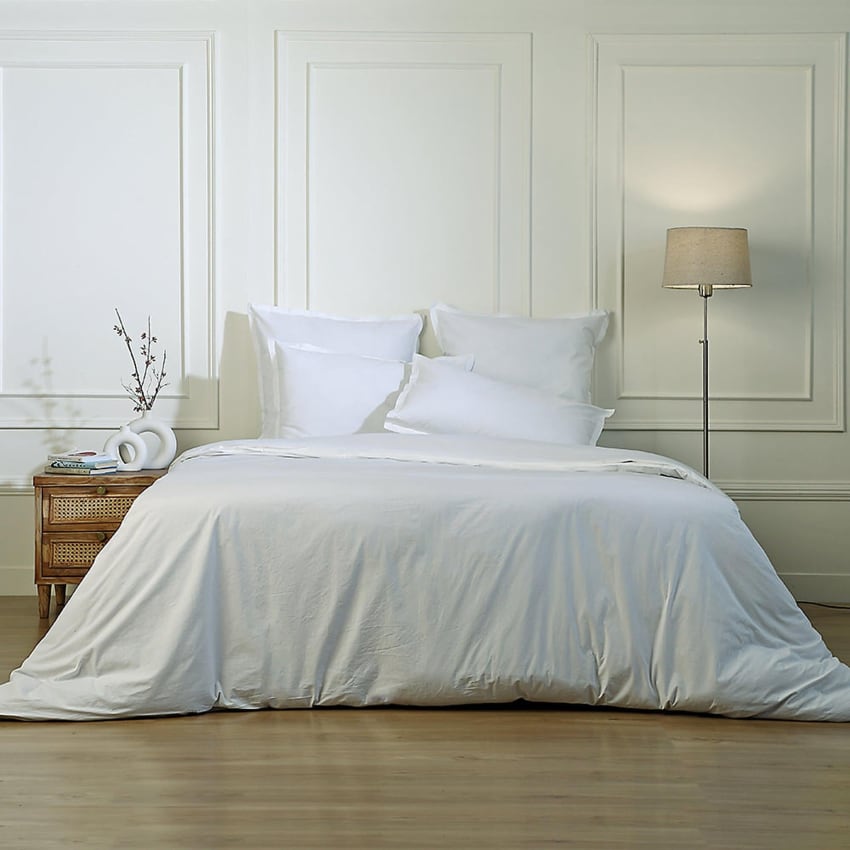 Lenzuolo con angoli cotone bianco 140x200x30 cm Luna | Maisons du Monde