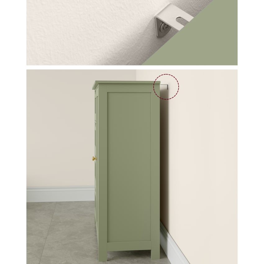 Armoire De Salle De Bain Blanche 4 Tiroirs 1 Porte – Meuble Rangement Étroite 55,5×30×82 Cm Anti-Basculement