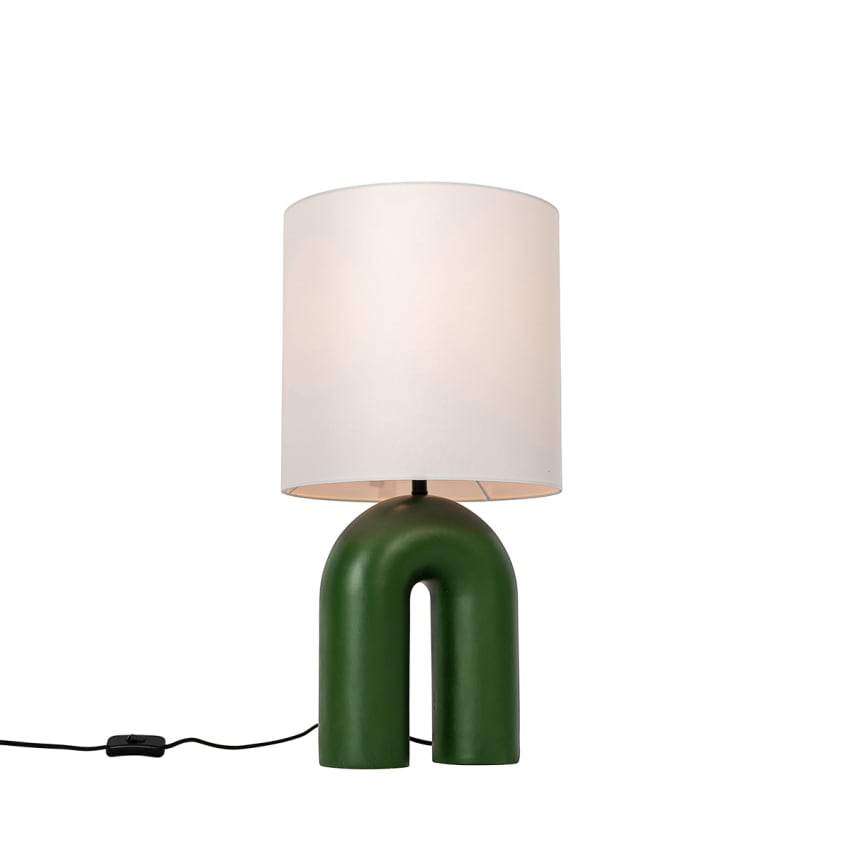 Lampada da tavolo Vellaro | Base scultorea in ottone con paralume in tessuto | Elegante lampada per camera da letto e soggiorno