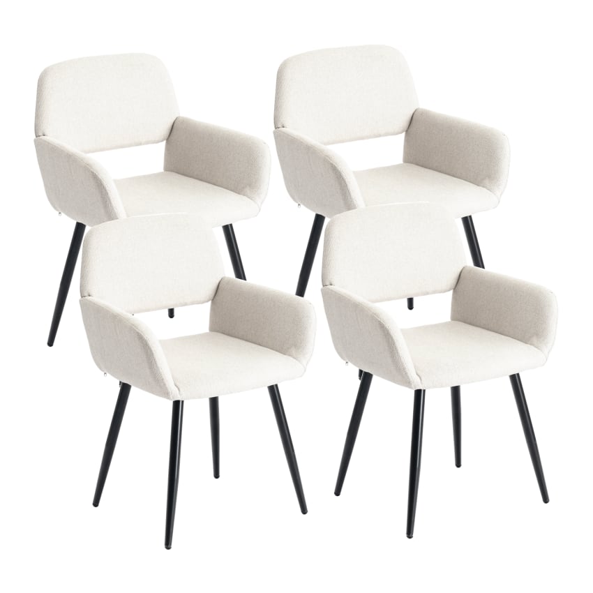 Kosmi Set Di 2 Sedie Da Pranzo In Velluto Beige | Stile Scandinavo Con Gambe In Metallo Nero | Seduta Imbottita E Morbida - 4