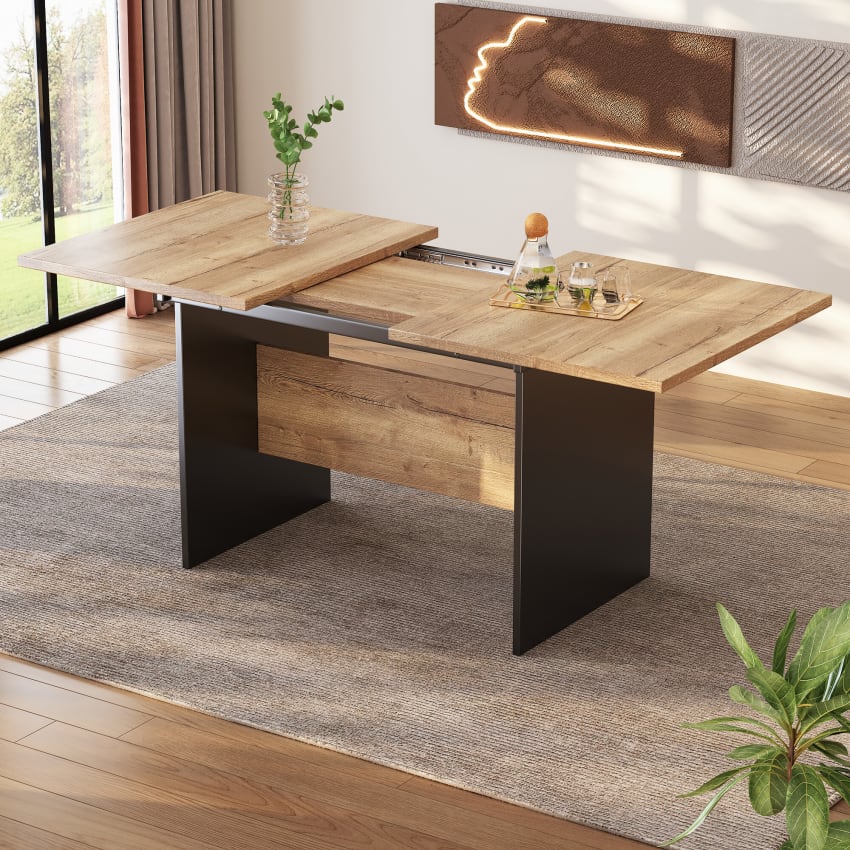 Tavolo Da Pranzo In Legno Di Pino MDF Gambe In Metallo Nero 180 X 90 Cm Stile Industriale Legno Scuro Warton 86187639