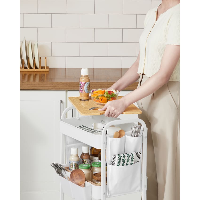 Chariot de rangement pour chariot de bricolage Chariot à roulettes à 2 niveaux avec roulettes Étagère de rangement pour salle de bain Pages de rangement pour bureau Support à roulettes