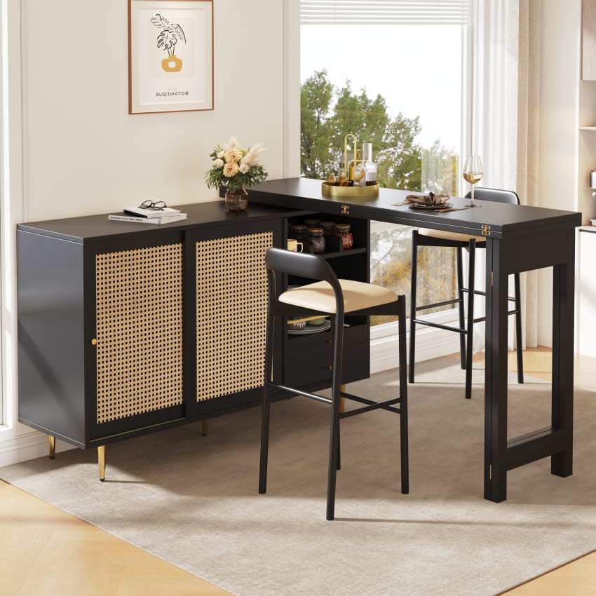 Tavolo Da Pranzo Espandibile In Stile Cemento - Struttura In Ferro, Con Ripiani Portaoggetti, Moderno, Dimensioni Variabili, Peso 29,4 Kg - 4