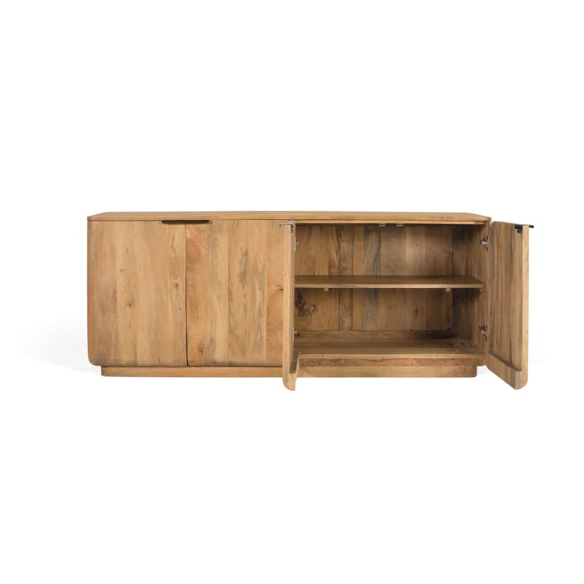 Sideboard aus Mangoholz mit abgerundeten Ecken