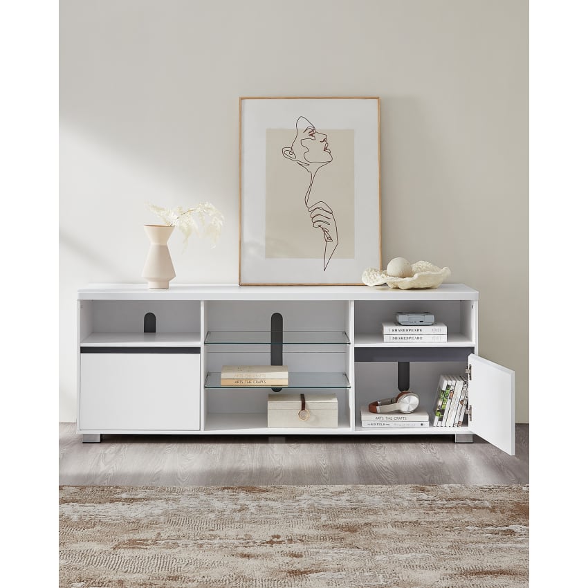 Meuble TV 160 Cm Tiroirs KOMHTOM Meuble TV Moderne Avec éclairage LED 16 Couleurs, Meuble Télé Avec 2 Portes Et Des Séparations Réglables, Meuble De Salon Avec Rangement (Blanc, 160x38.5x60cm Meuble Télé Meuble TV 160 Cm Tiroirs KOMHTOM Meuble TV Moderne Avec éclairage LED 16 Couleurs, Meuble Télé Avec 2 Portes Et Des Séparations Réglables, Meuble De Salon Avec Rangement (Blanc, 160x38.5x60cm Meuble Télé