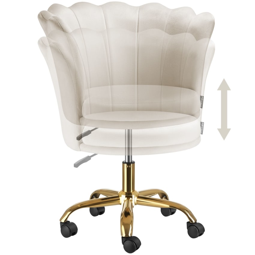 HOMCOM Sedia Da Ufficio In Similpelle Bianca Con 5 Ruote Girevoli, Imbottitura E Altezza Regolabile 52 5x54x84 99cm 85637204