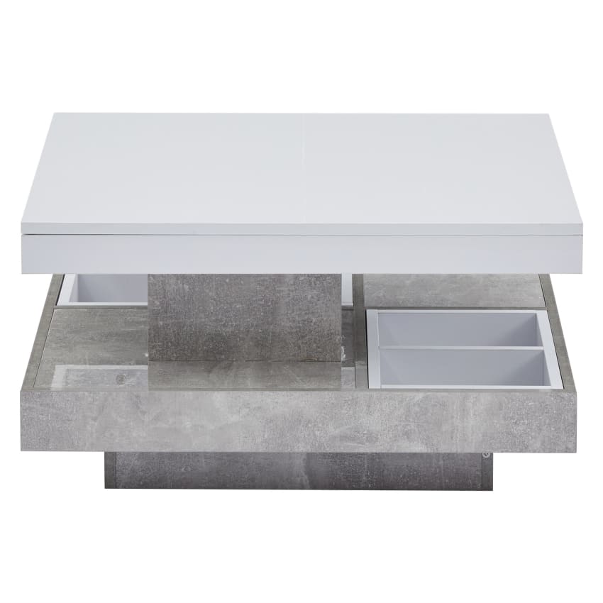Tavolino doppio piano girevole a 360° in bianco e grigio chiaro | Maisons du Monde