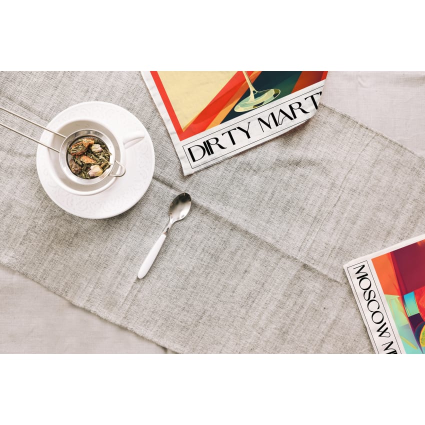 Serviettes De Cocktail En Lin Et Coton LINLN - 12 Pièces, 15x15 Cm, Broderie Ajourée, Ourlet En échelle