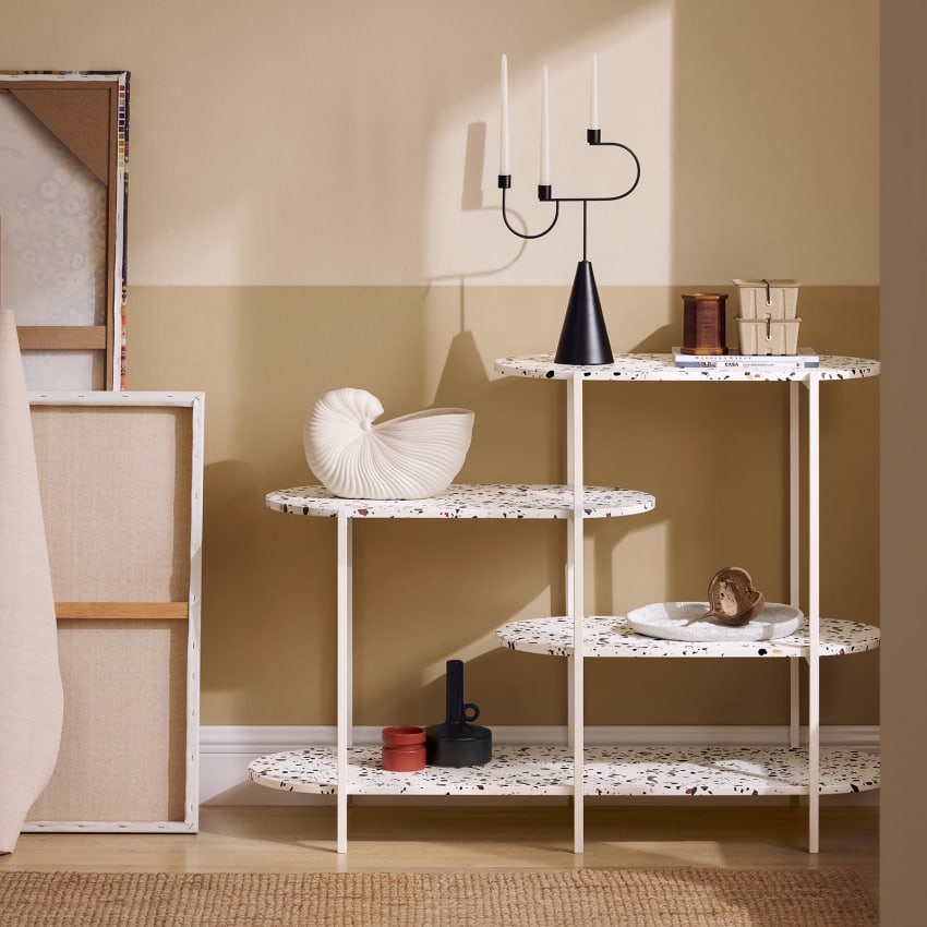 Safdie & Co. Tavolo Consolle Con Finitura Cemento – 119x29x75 Cm, Stretto E Robusto Per Ingresso, Corridoio O Soggiorno
