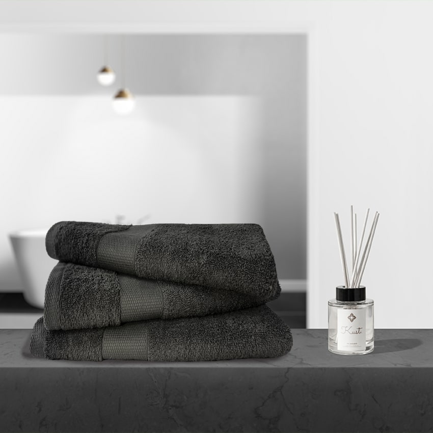 BANANALU Set 6 Asciugamani 50x100 Cm – 100% Cotone, Antracite, 500 G/m², Morbidi E Assorbenti