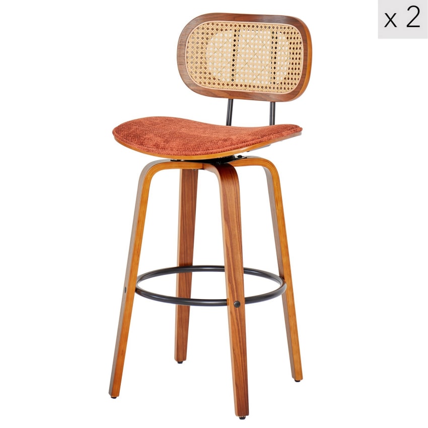 RELAX4LIFE Set Di 2 Sgabelli Da Bar Da Esterno In Metallo - Seduta Curva In Tessuto Traspirante, Con Poggiapiedi, Capacità 180kg - Colore Caffè/Nero, Per Giardino, Veranda E Piscina