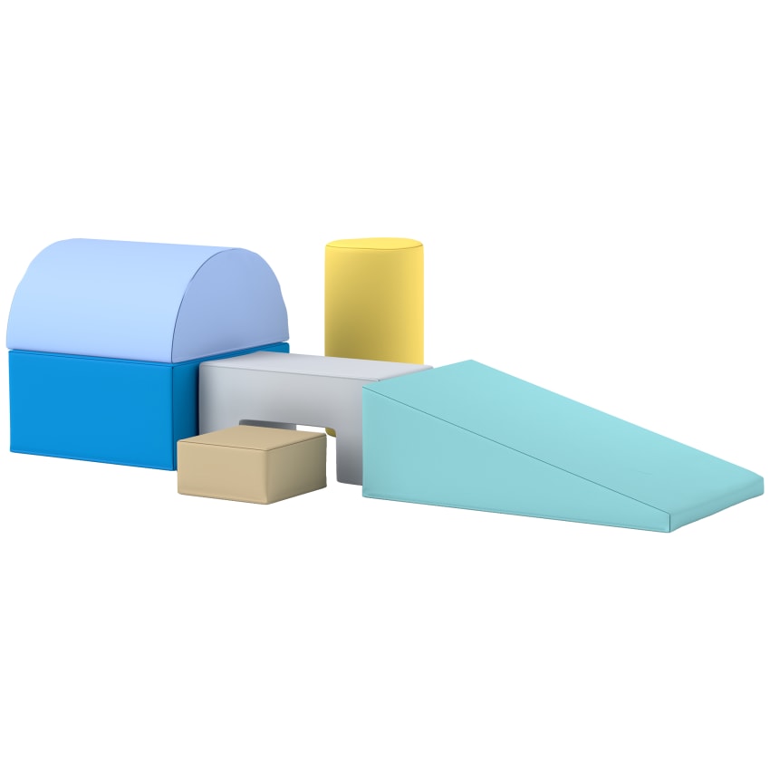 Parcours De Motricité AIYAPLAY 5 Pièces En Mousse EVA Avec Housse PU, Blocs De Construction Pour Bébé 12-36 Mois, Antidérapant, Multicolore