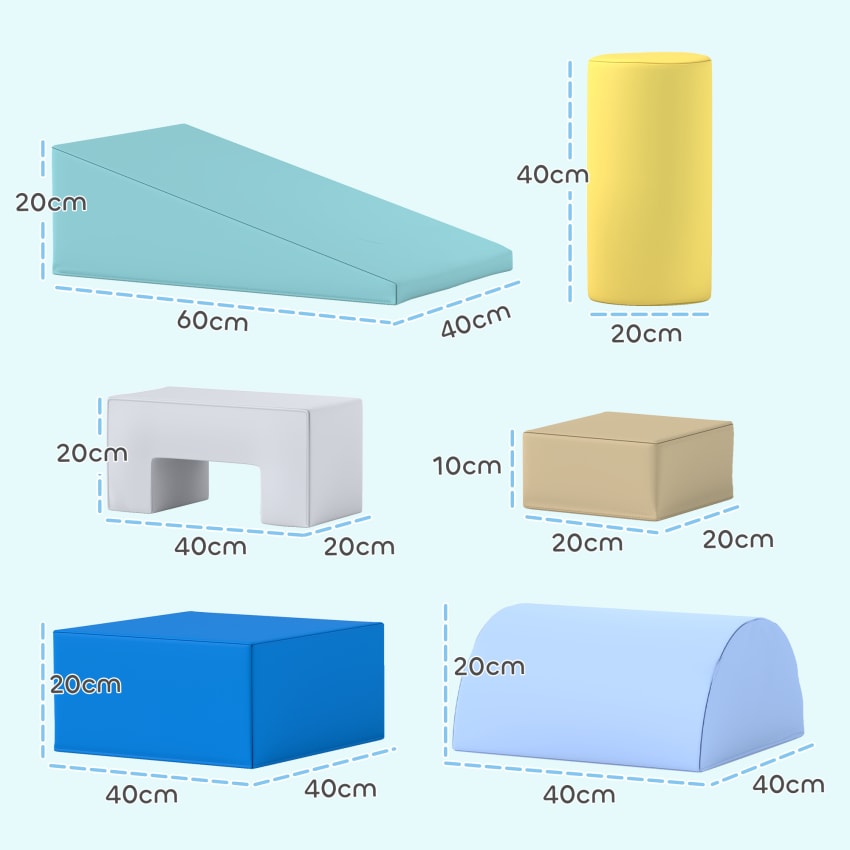 AIYAPLAY Lot De 2 Blocs De Construction Géants En Mousse Velours – Rouleau Ou Table/Chaise, Dès 0,5-3 Ans, Charge 15 Kg