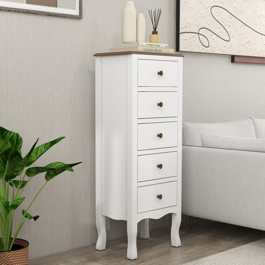 Chiffonnier HOMCOM Meuble de Rangement 5 tiroirs Multicolores - Design