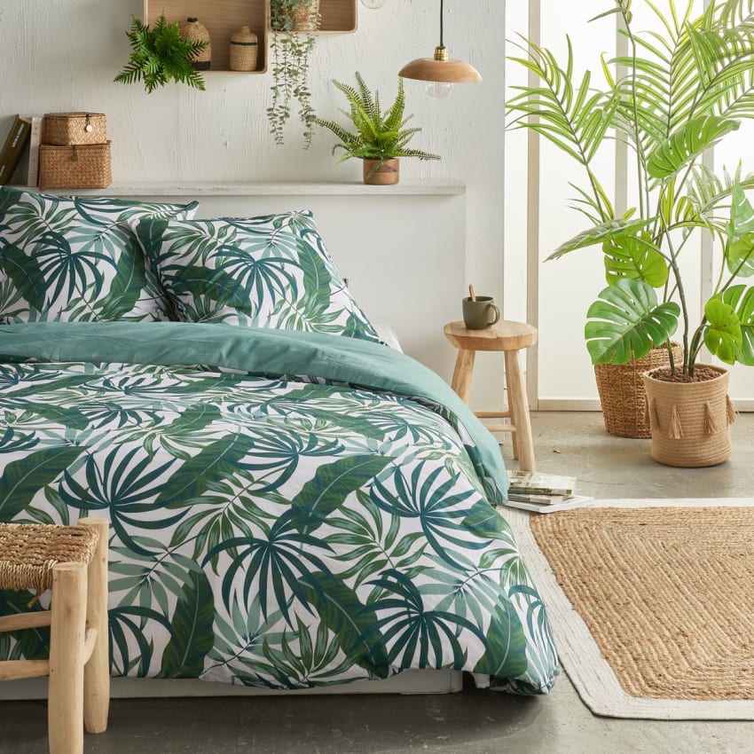Parure De Lit Double En Flanelle De Coton – Imprimé Floral Vert – Taies Carrées 63x63 Cm – Chaud Et Doux ! - 9