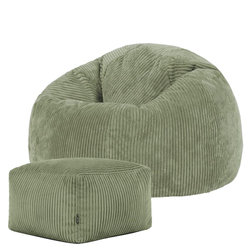 Pouf A Pera LiveDeco BiG52 In Velluto A Coste Blu Scuro - Sfoderabile E Anti Fuoco - 2