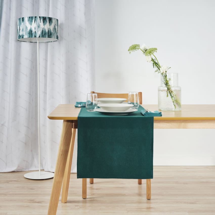 Tovaglia Runner In Tessuto Tex Verde 140x220 Cm – Morbida, écologica E Resistente