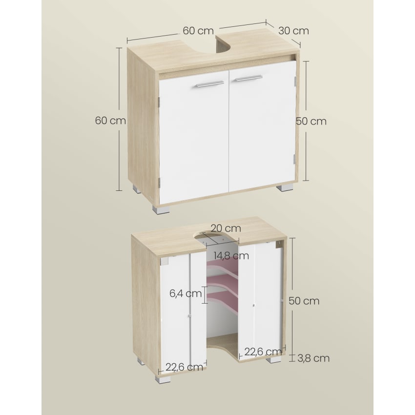 Moderne Meuble sous lavabo Armoire d'évier - Noir Chêne 60x30x60 cm Bois d' ingénierie @FR(960827) - Maison
